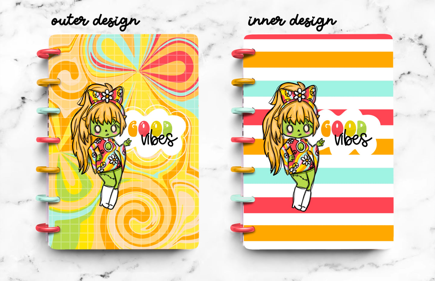 Groovy Zombae Laminated Discbound Planner Cover