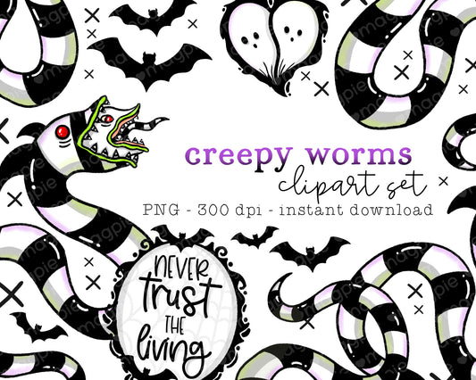 Creepy Worms Clipart Bundle