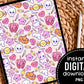 Kawaii Halloween Witch Cat Digital Pattern Paper