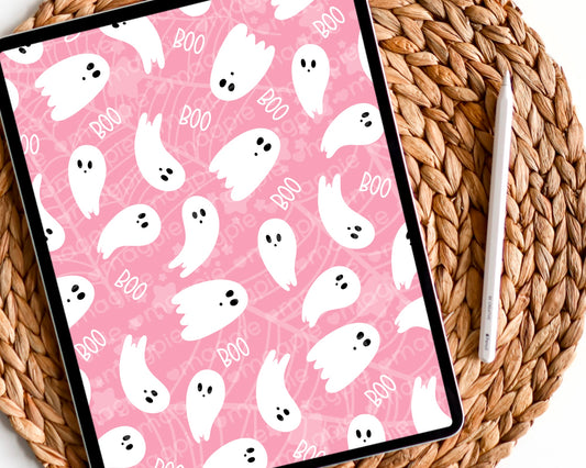 Kawaii Halloween Pink Boo Ghost Planner Dashboard Paper