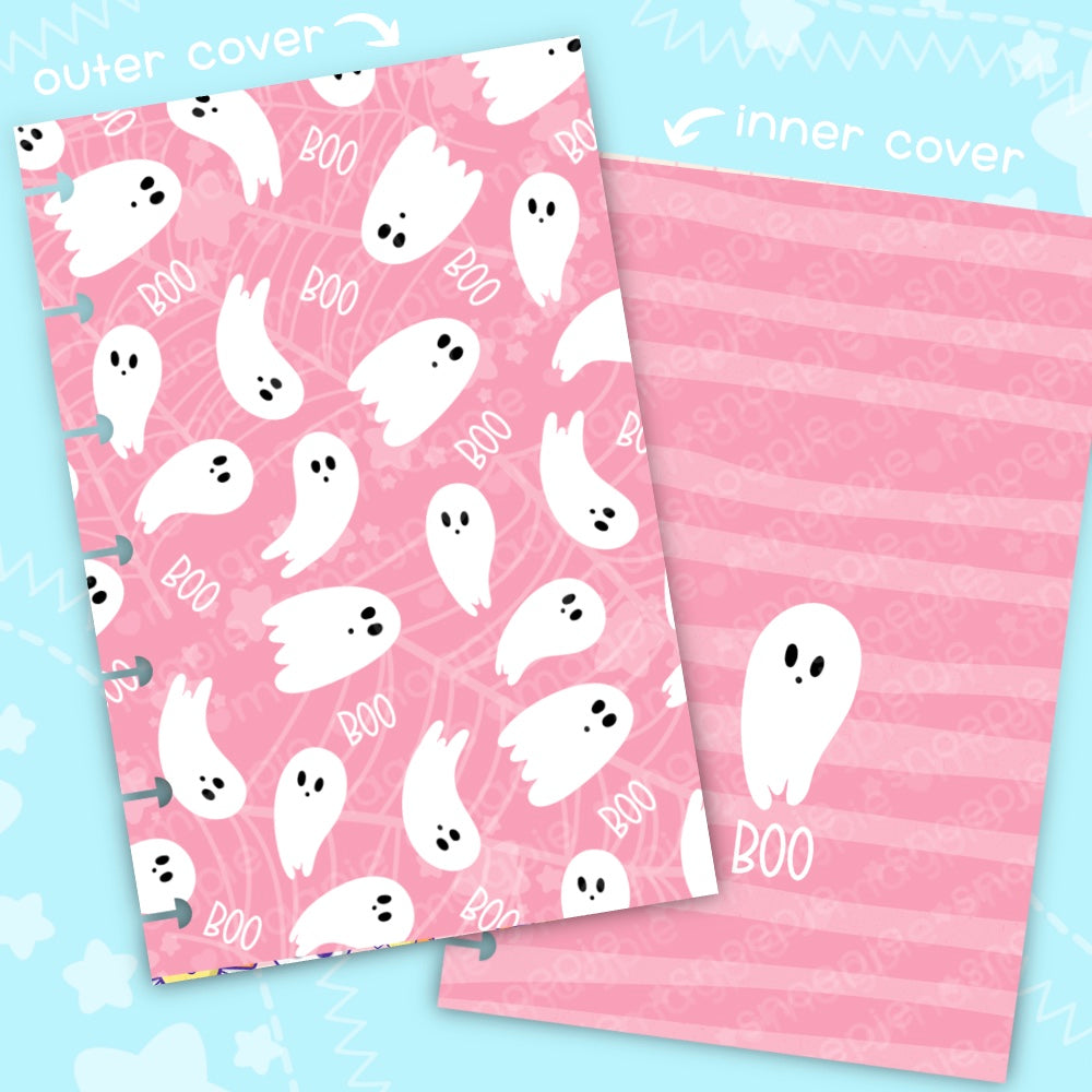 Kawaii Halloween Boo Ghost Laminated Planner Cover
