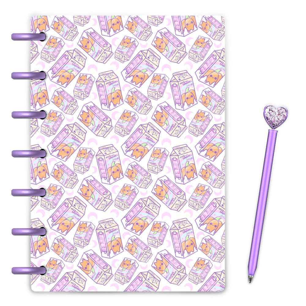 Gorgeous pastel pumpkin kawaii juice pattern on discbound planner cover magpiesoul