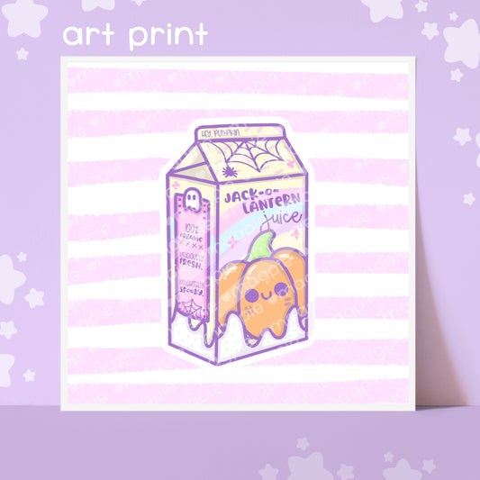 Kawaii Pumpkin Juice Milk Carton Pastel Art Print