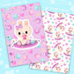 Pastel Christmas Bunny Laminated Planner Cover