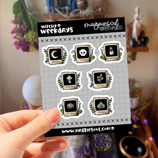 Witchy Weekdays Tarot Planner Stickers