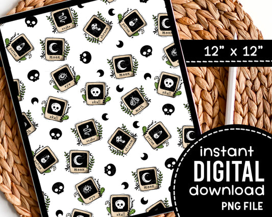 Witchy Tarot Spooky Cute Digital Pattern Paper
