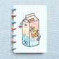 Kawaii oat milk carton drawing on pale plus grid laminated planner cover magpiesoul