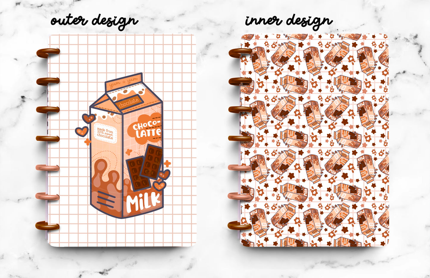 Kawaii Chocolate Milk Laminated Discbound Planner Cover