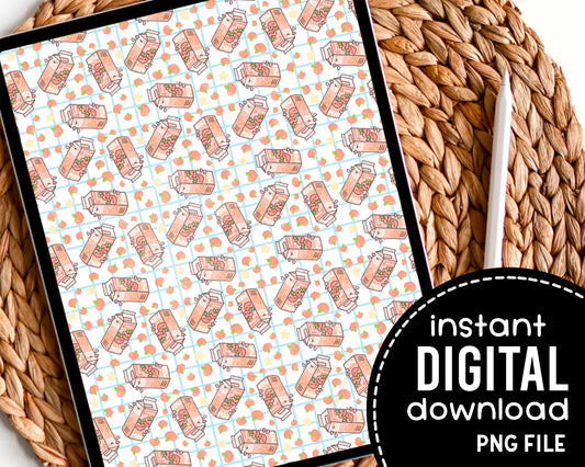 Kawaii Peach Milk Digital Pattern Paper