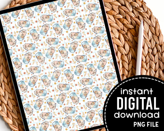 Kawaii Oat Milk Digital Pattern Paper