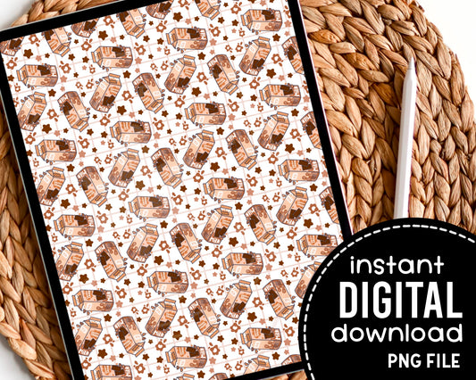 Kawaii Chocolate Milk Digital Pattern Paper