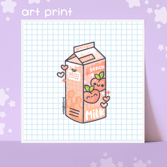 Kawaii Peach Milk Art Print