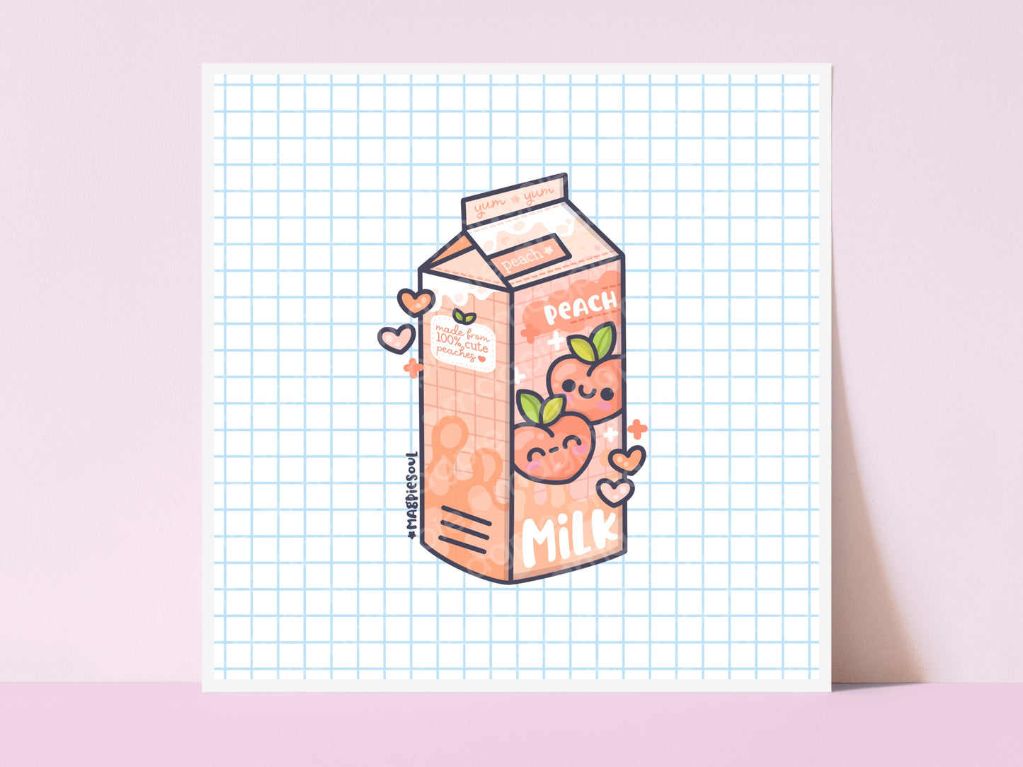 Kawaii Peach Milk Art Print