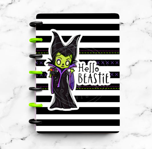 hello beastie striped witchy inspired laminated discbound planner cover