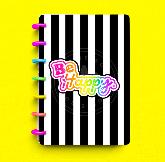 Be Happy Leopard Laminated Planner Cover