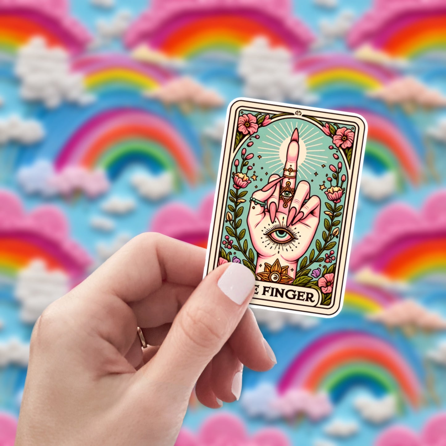 Middle Finger Tarot Card Vinyl Sticker