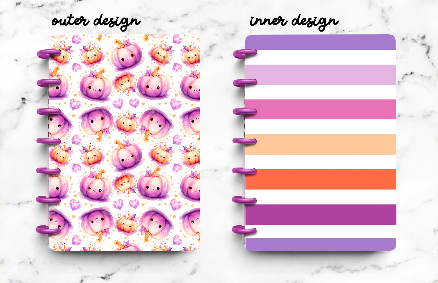 Discbound Planner Cover | Ring Planner Dashboard | Pastel Pumpkins