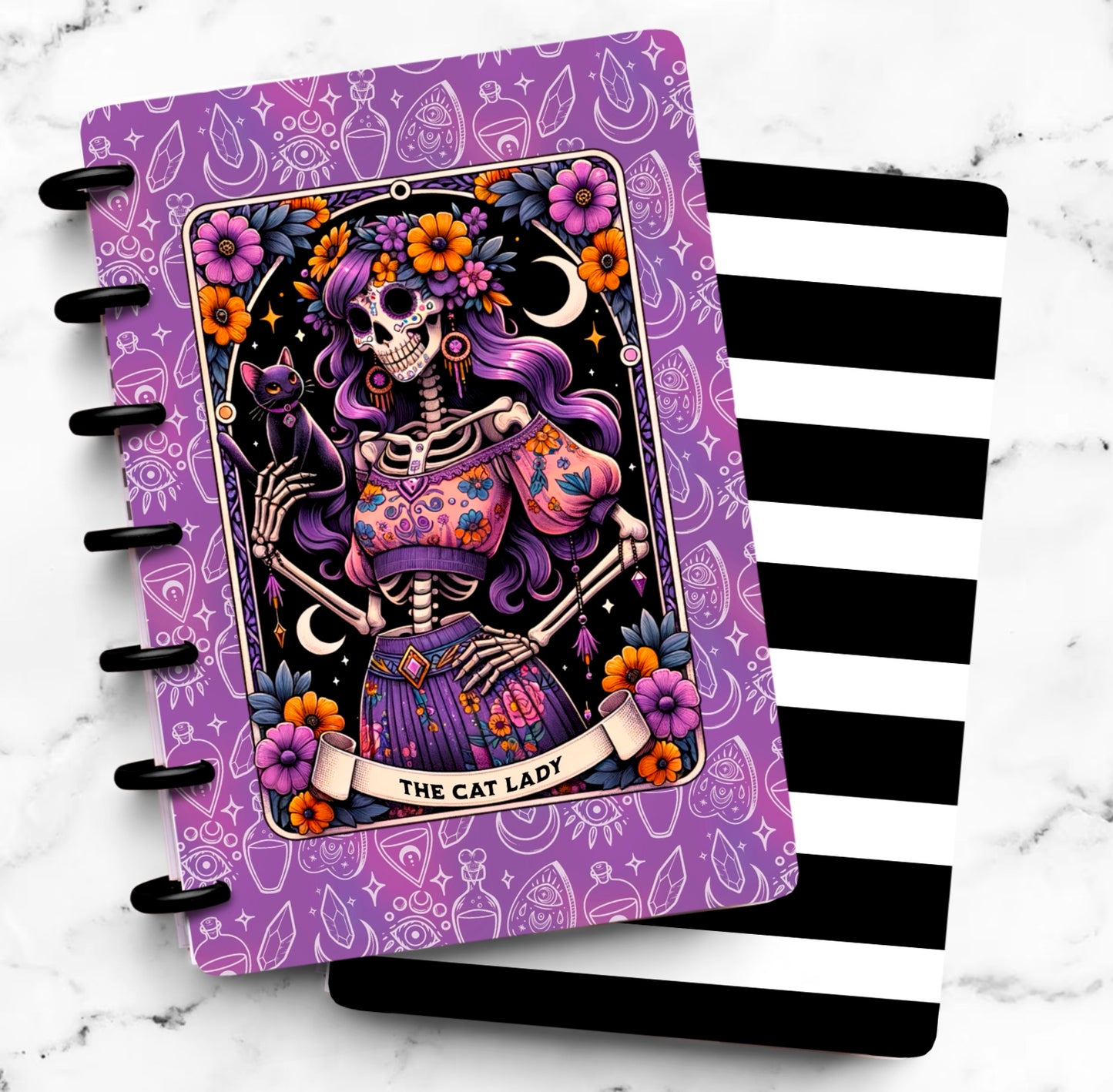 Discbound Planner Cover | Ring Planner Dashboard | The Cat Lady Tarot