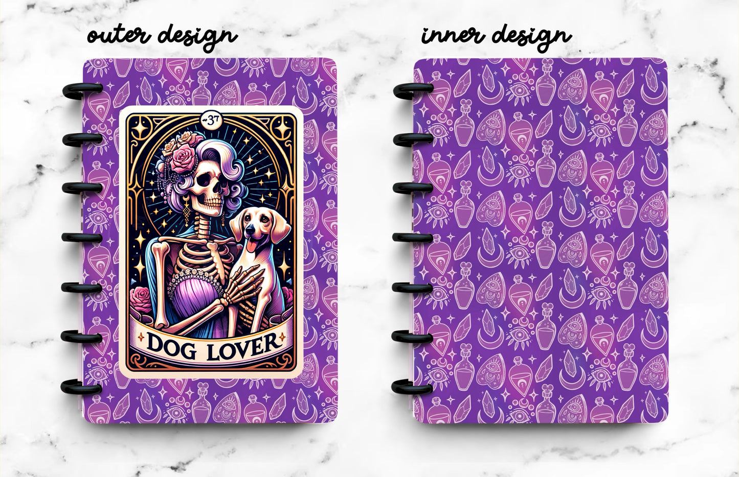 Discbound Planner Cover | Ring Planner Dashboard | Dog Lover Tarot