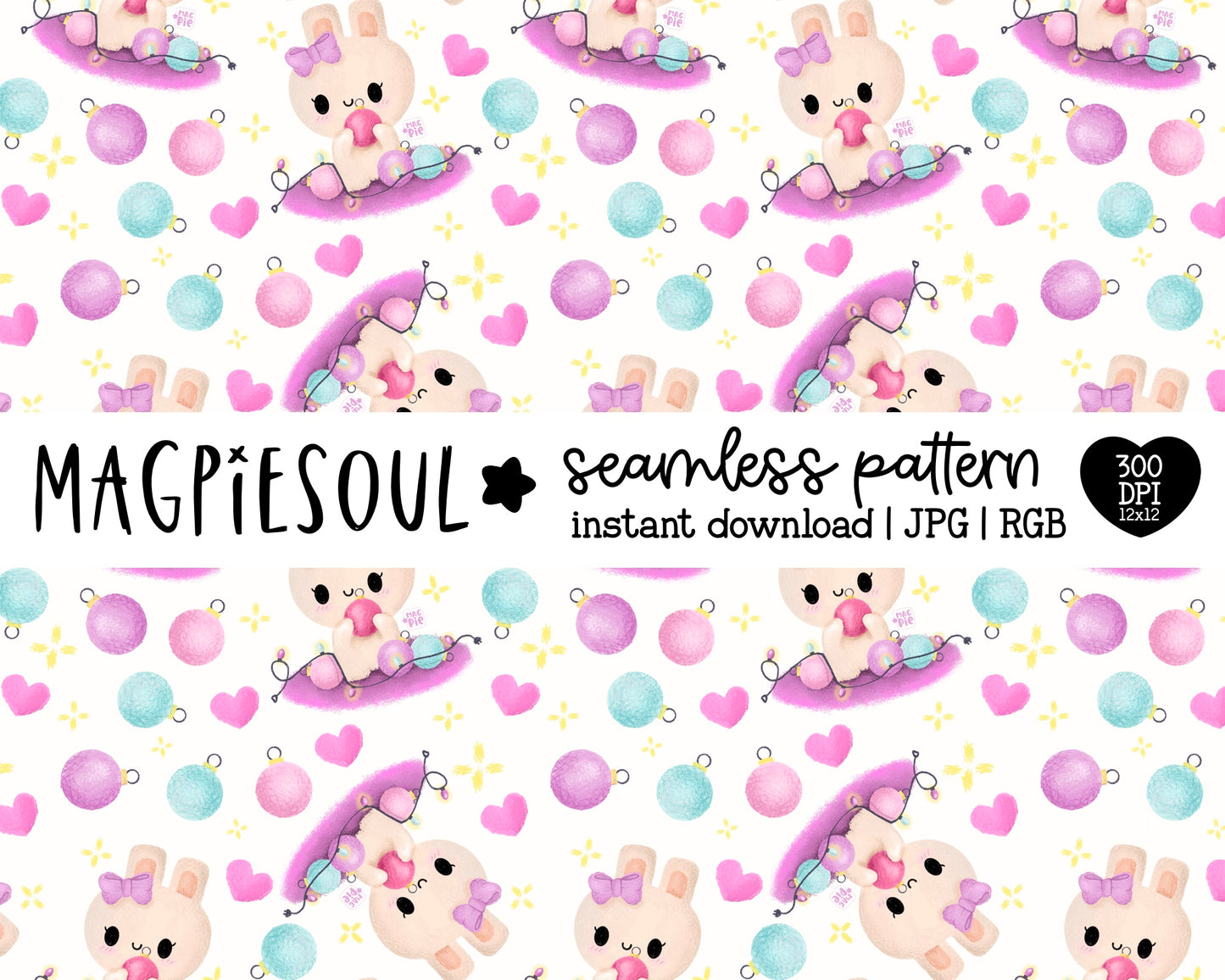 Christmas Kawaii Bunny Seamless Pattern