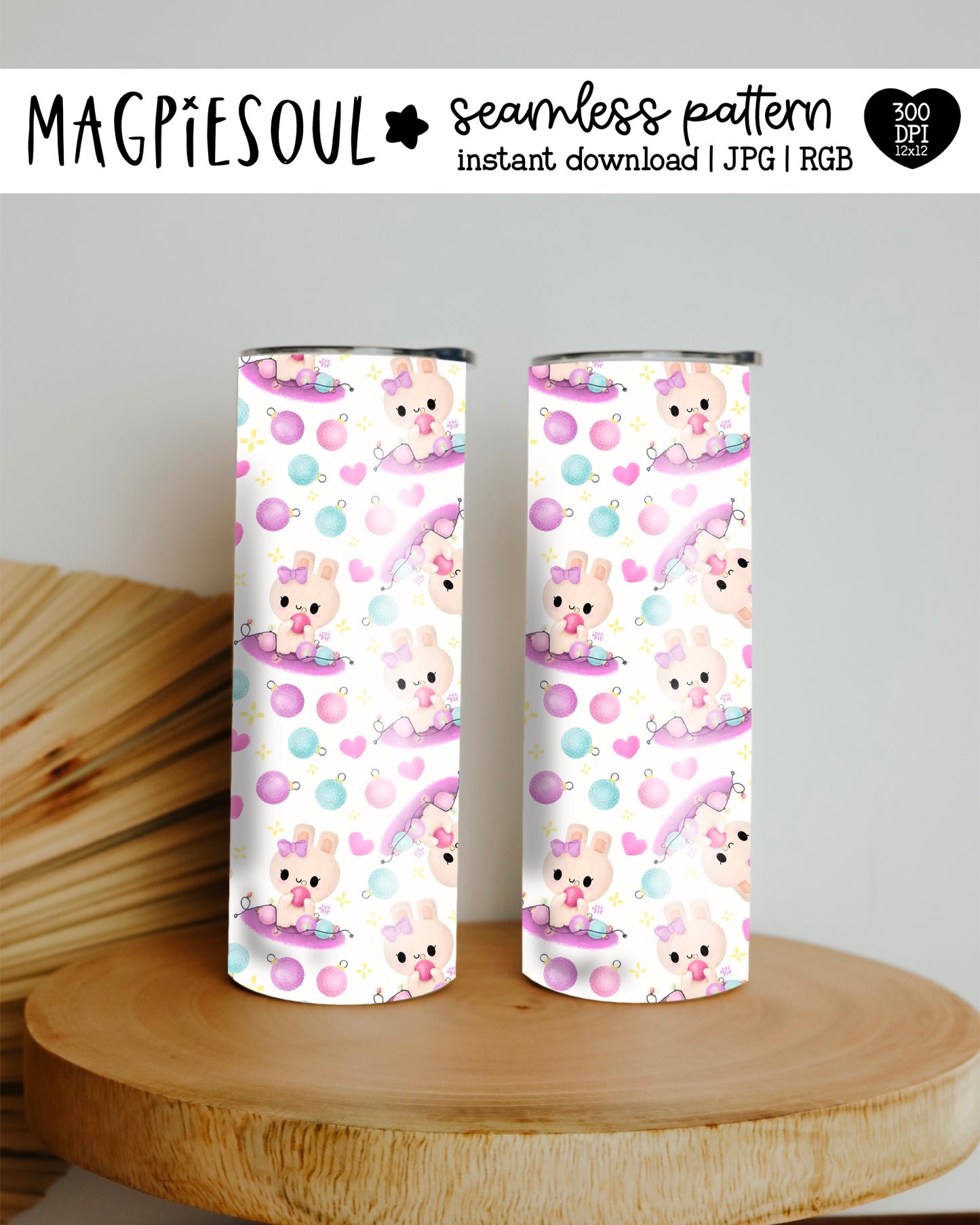 Christmas Kawaii Bunny Seamless Pattern