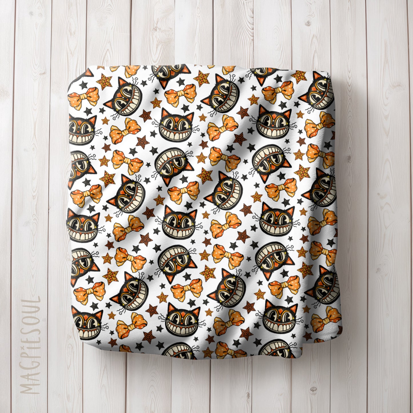 Vintage Halloween Cat Seamless Pattern