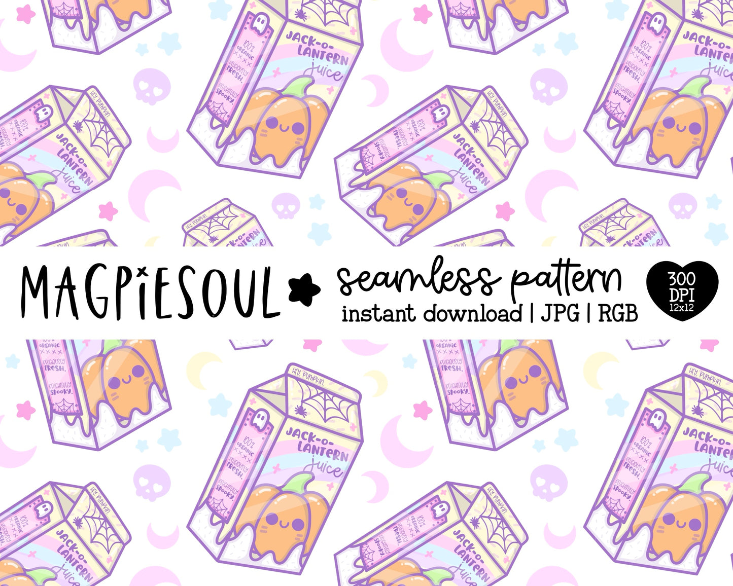 Kawaii Pumpkin Juice Carton Seamless Pattern