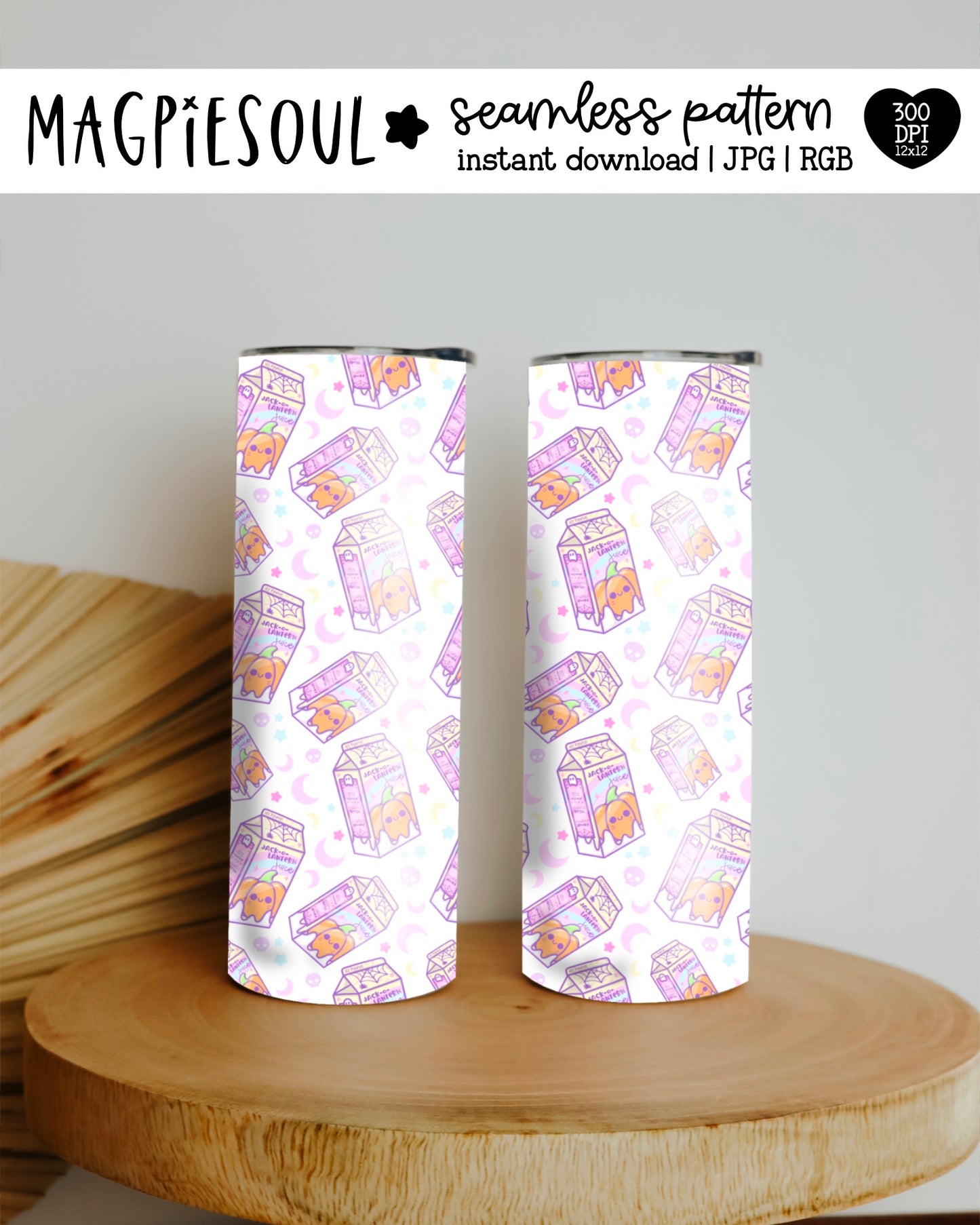 Kawaii Pumpkin Juice Carton Seamless Pattern