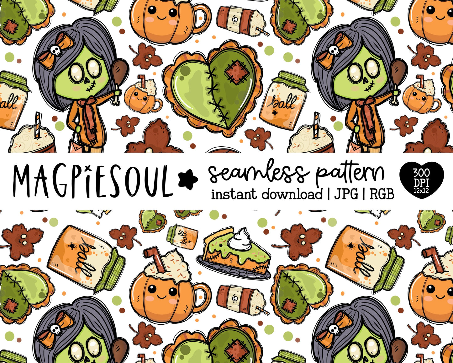 Thanksgiving Zombae Seamless Pattern