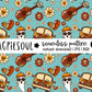 Groovy Ghosts Halloween Seamless Pattern