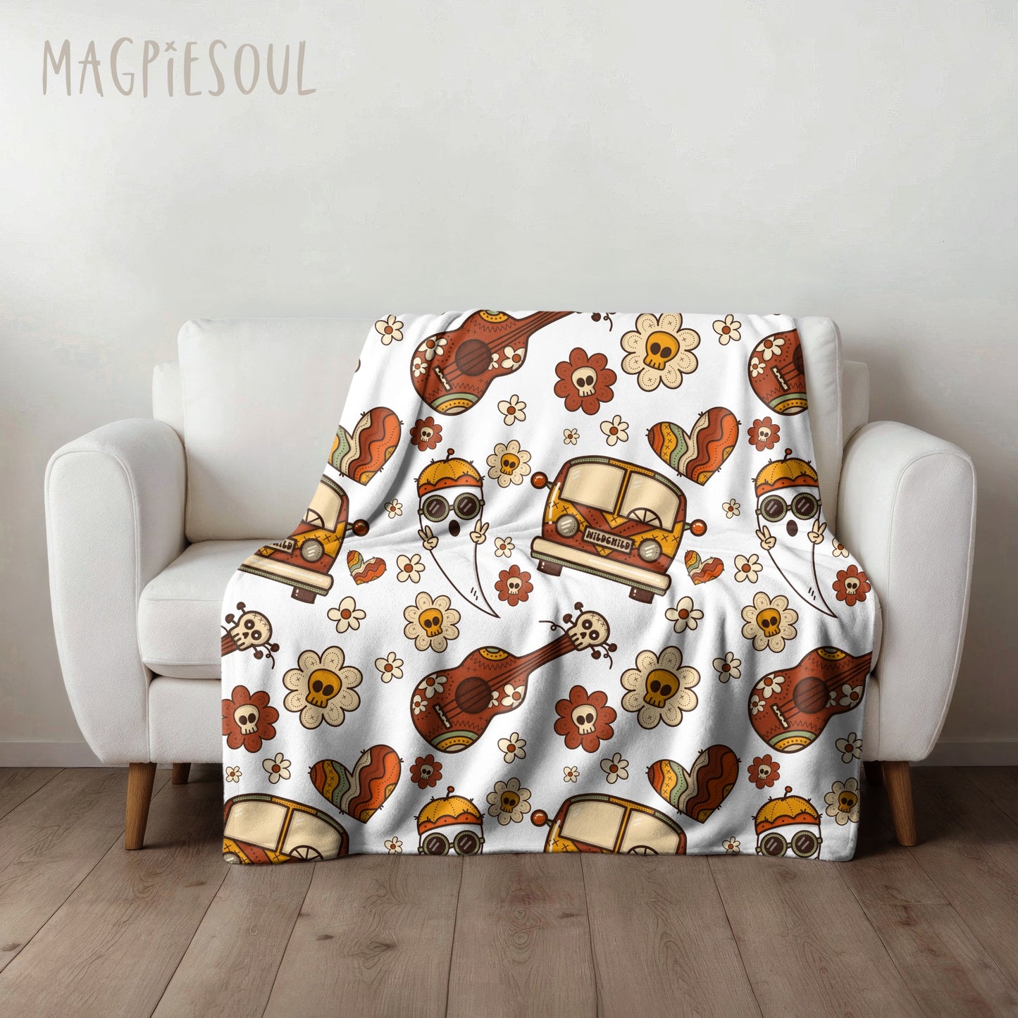 Groovy Ghosts Halloween Seamless Pattern