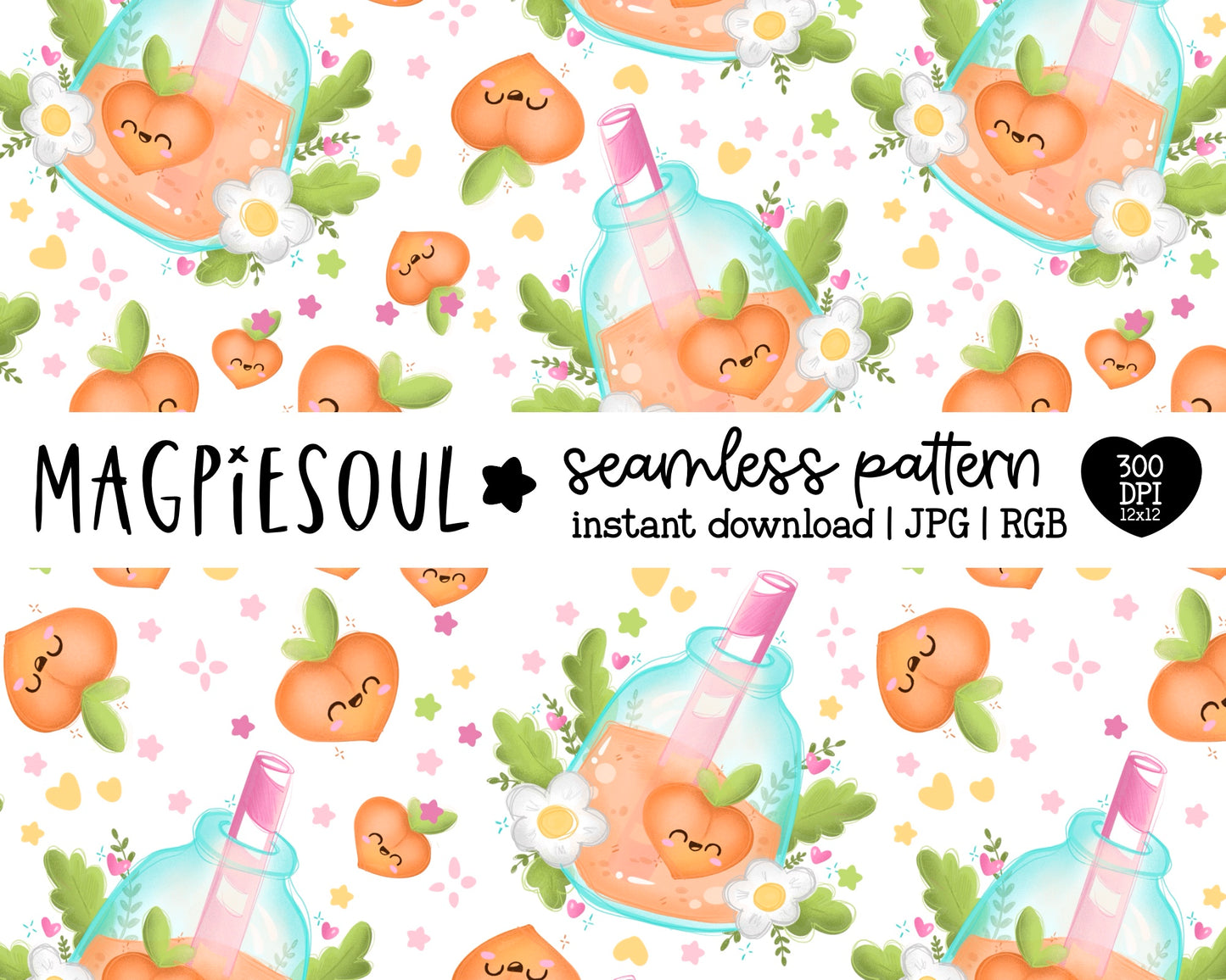 Peach Juice Cute Seamless Pattern