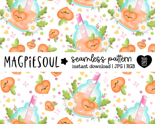 Peach Juice Cute Seamless Pattern