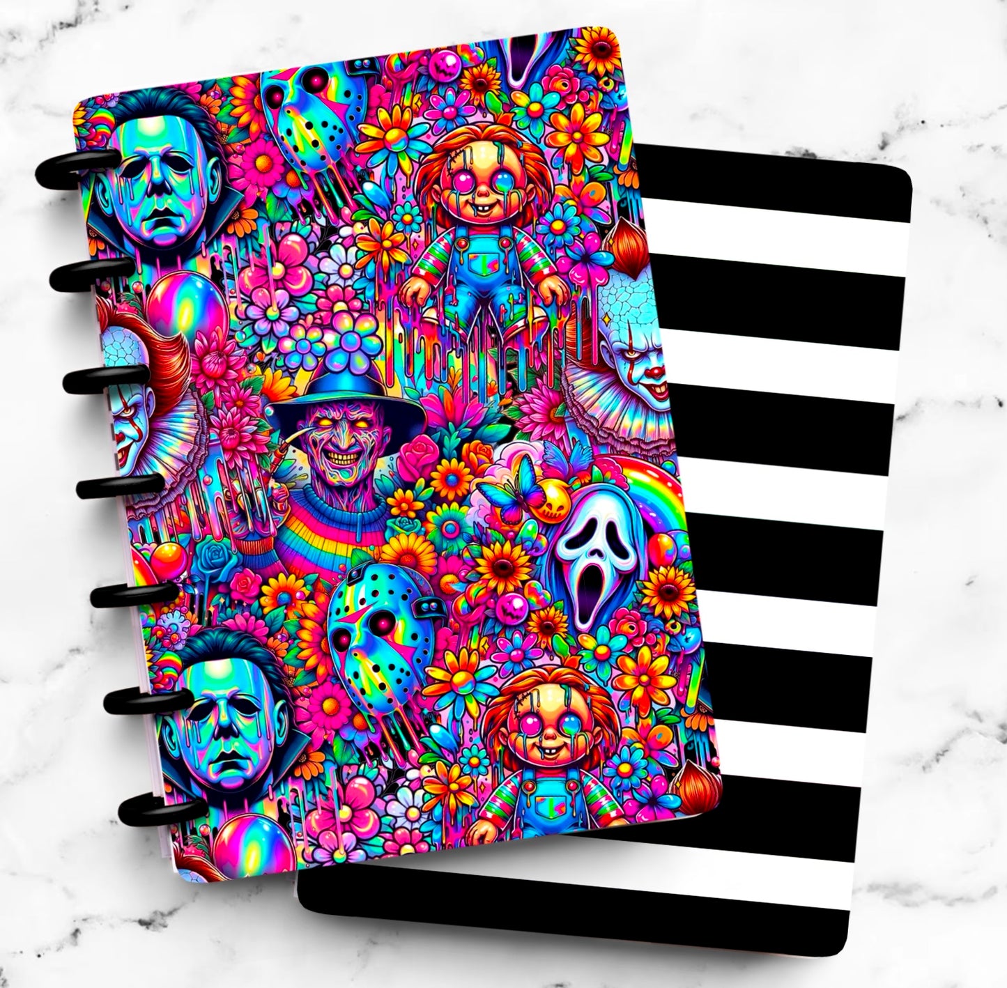 Discbound Planner Cover | Ring Planner Dashboard | Rainbow Horror