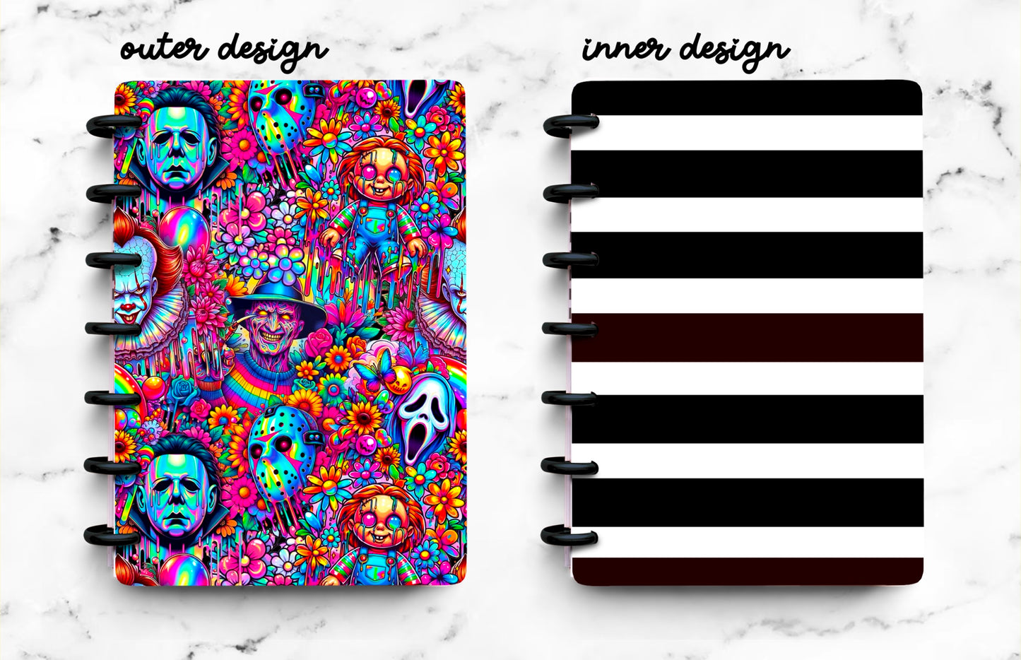 Discbound Planner Cover | Ring Planner Dashboard | Rainbow Horror