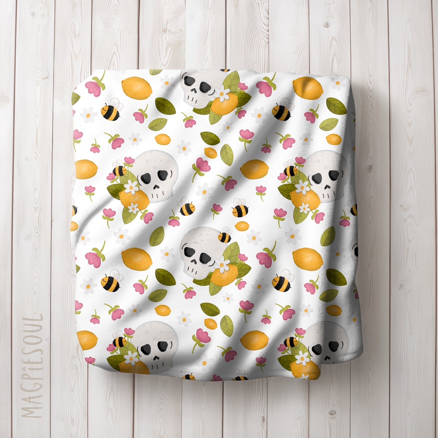 Lemon Skull Floral Seamless Pattern