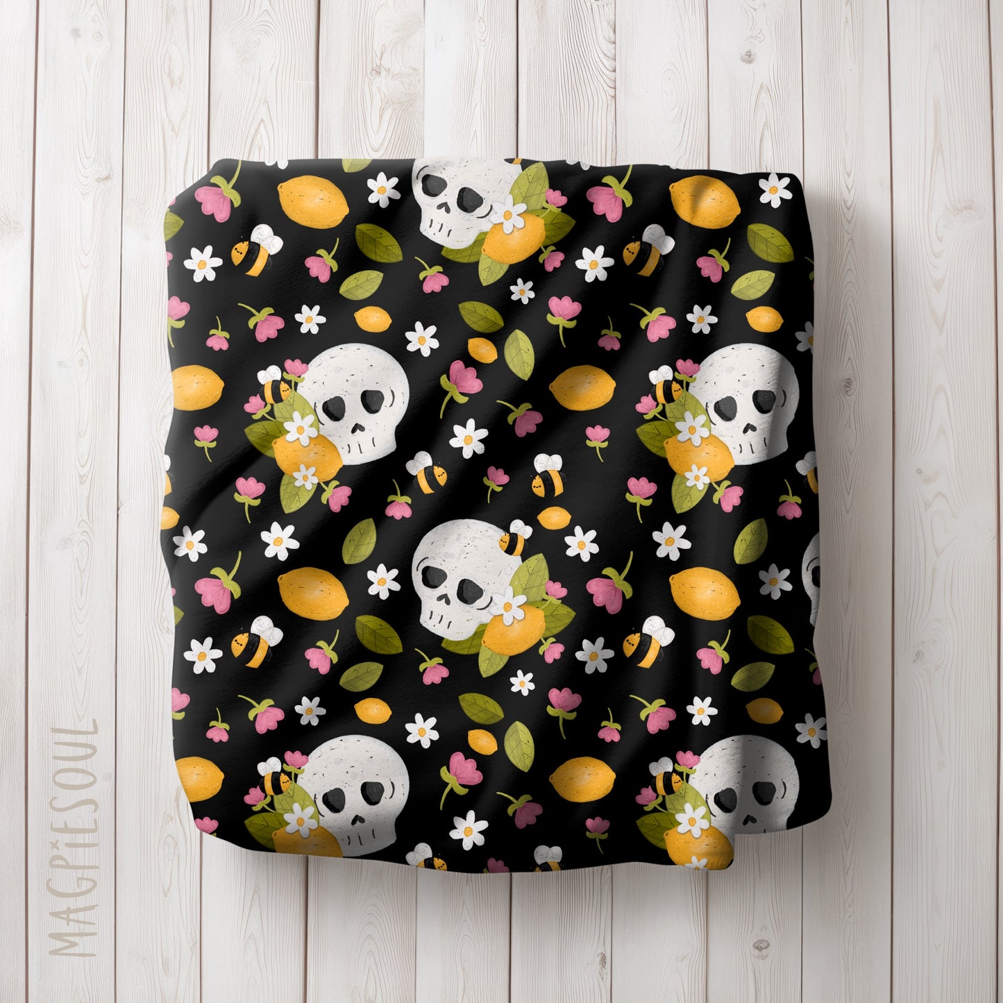 Lemon Skull Floral Seamless Pattern