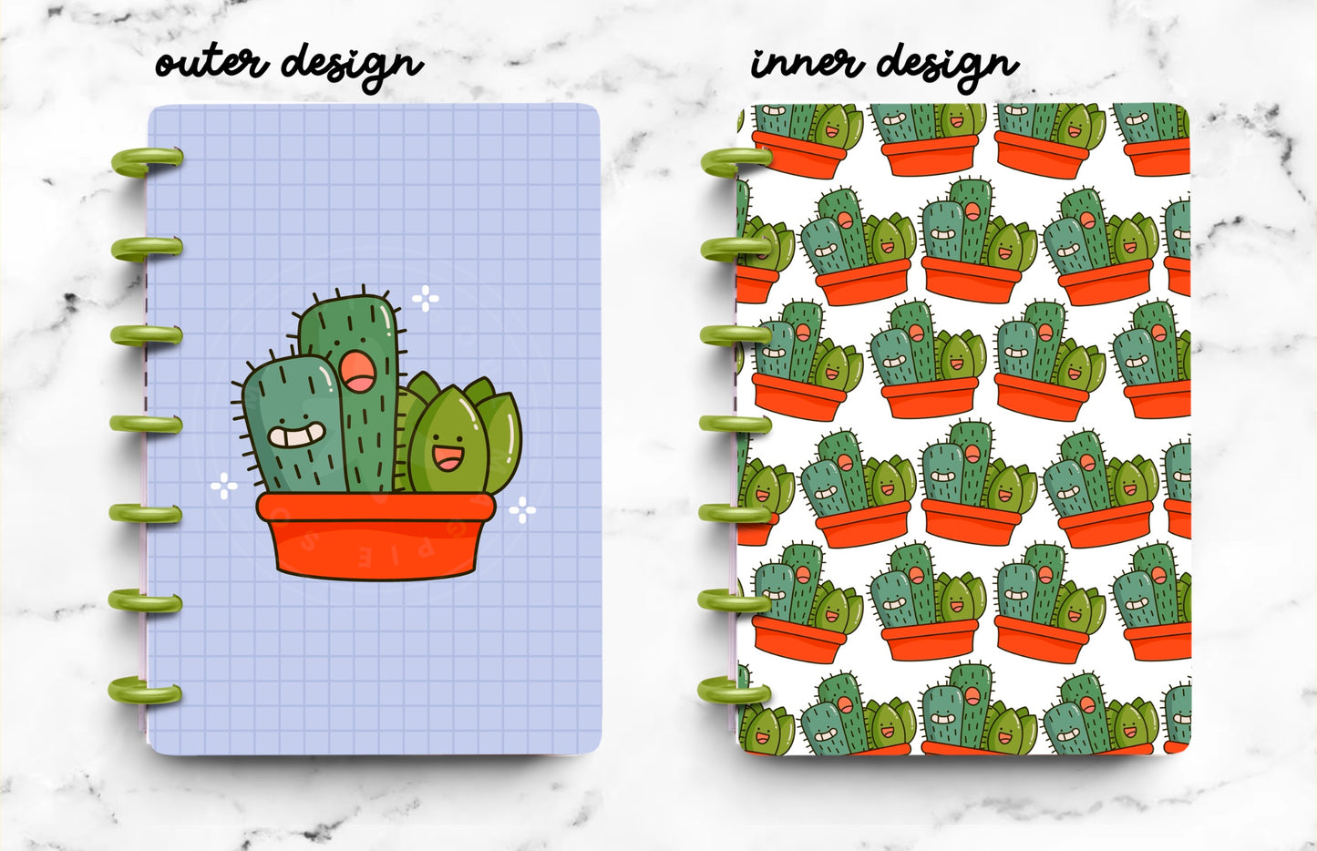 Kawaii Cactus Laminated Planner Cover