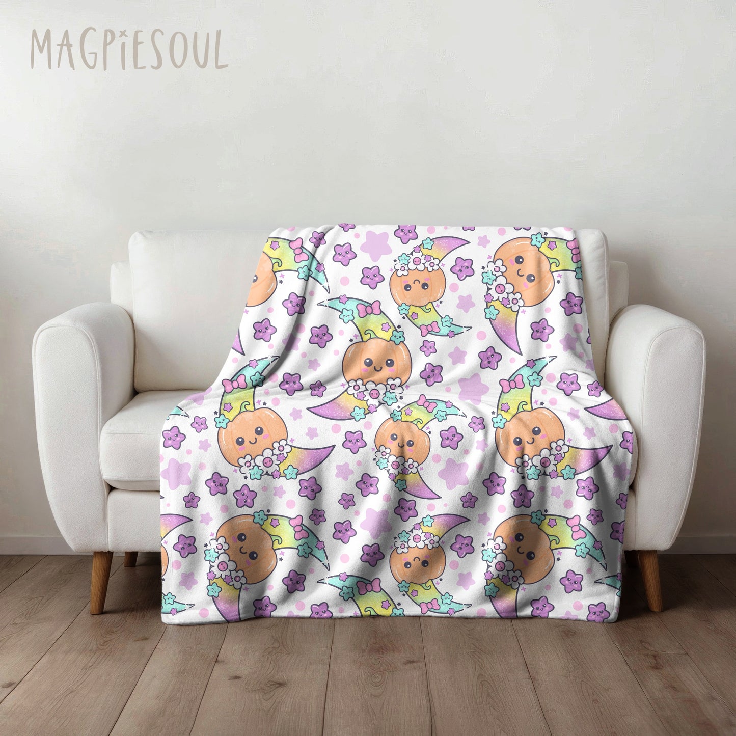 Kawaii Pumpkin Moon Seamless Pattern