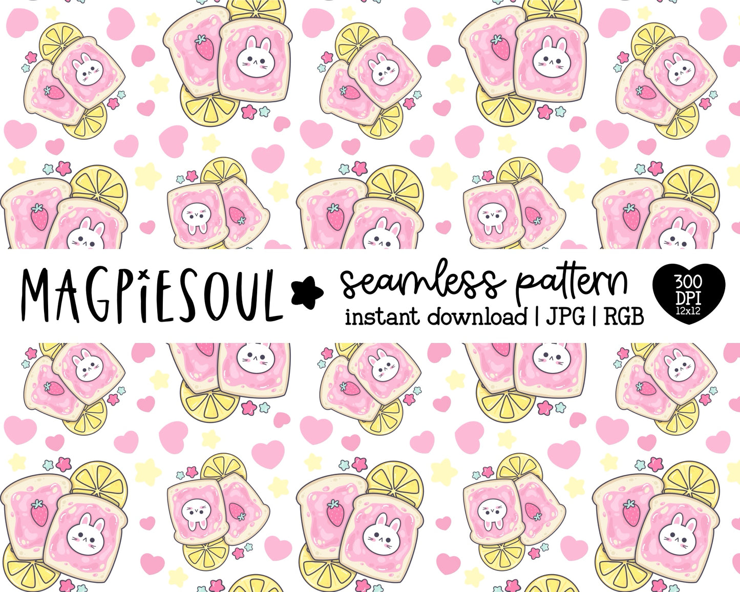 Kawaii Bunny Toast Seamless Pattern