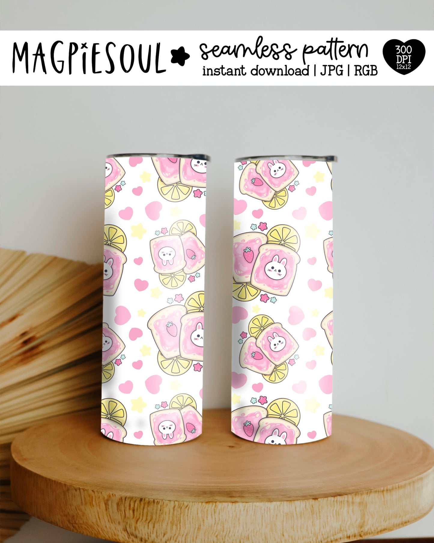 Kawaii Bunny Toast Seamless Pattern