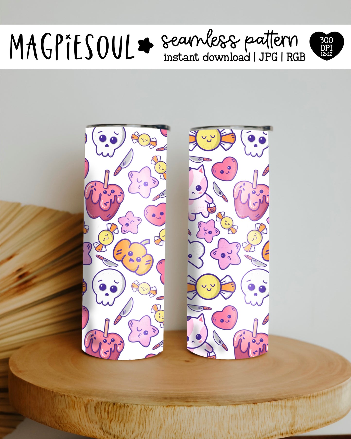 Kawaii Halloween Spooky Cute Seamless Pattern