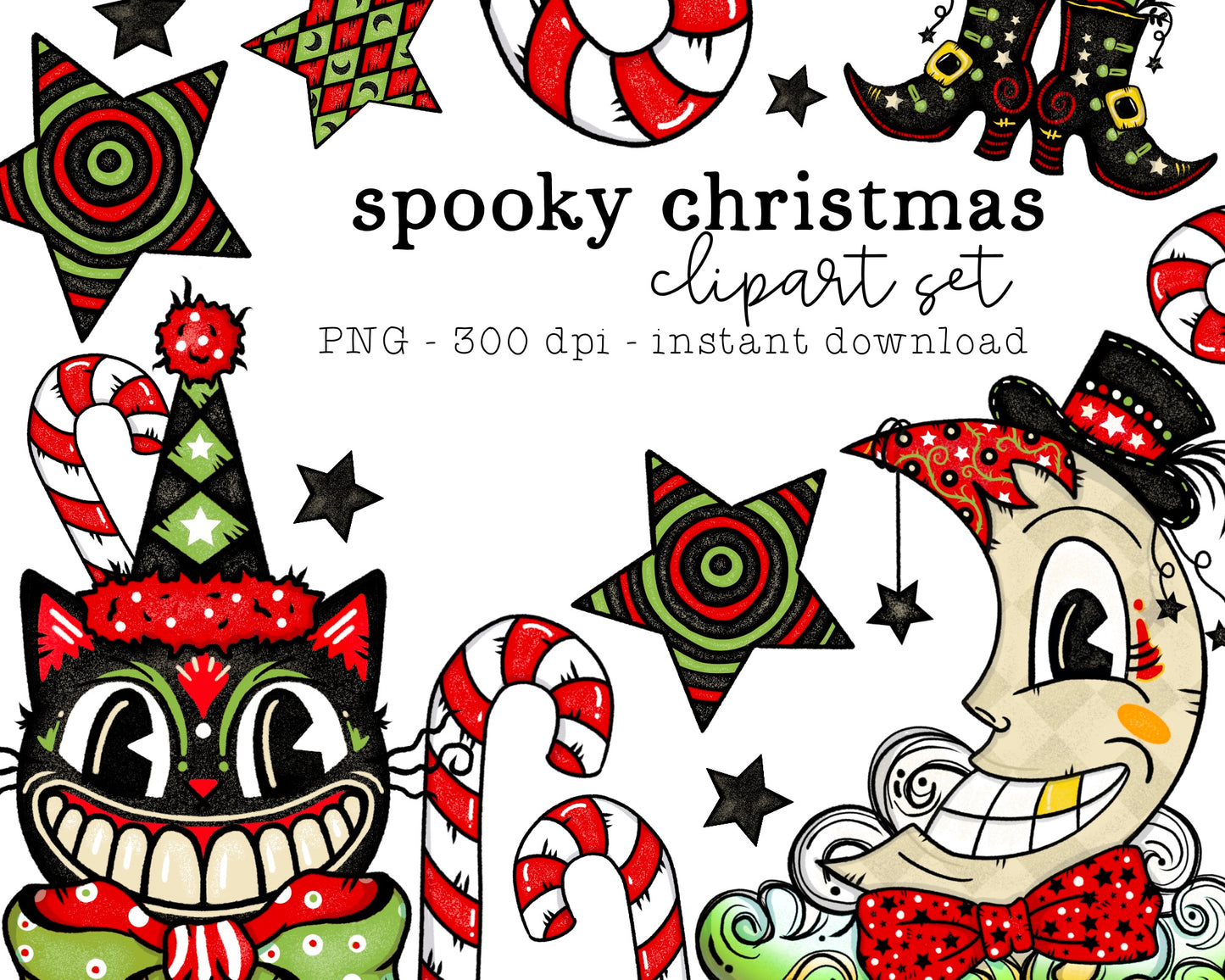 Vintage Halloween Christmas Clipart Bundle