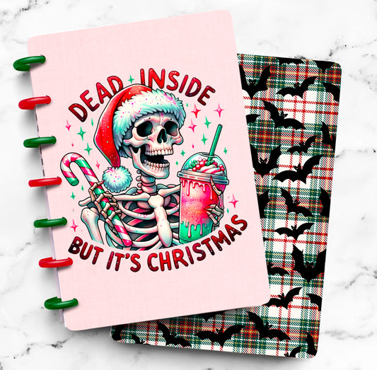 Discbound Planner Cover | Ring Planner Dashboard | Christmas Dead Inside Skeleton