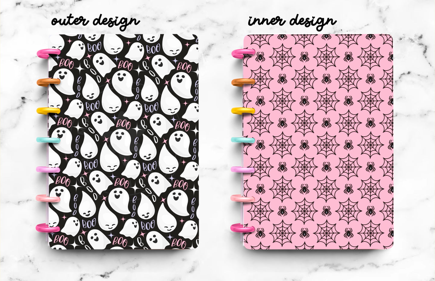 Discbound Planner Cover | Ring Planner Dashboard | Cute Ghosts