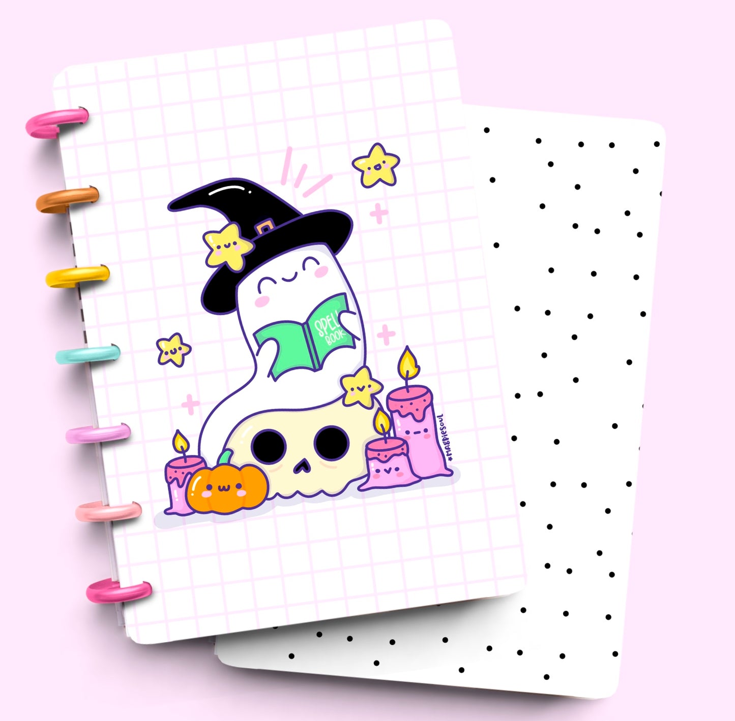 Spell Book Kawaii Ghost Laminated Planner Cover