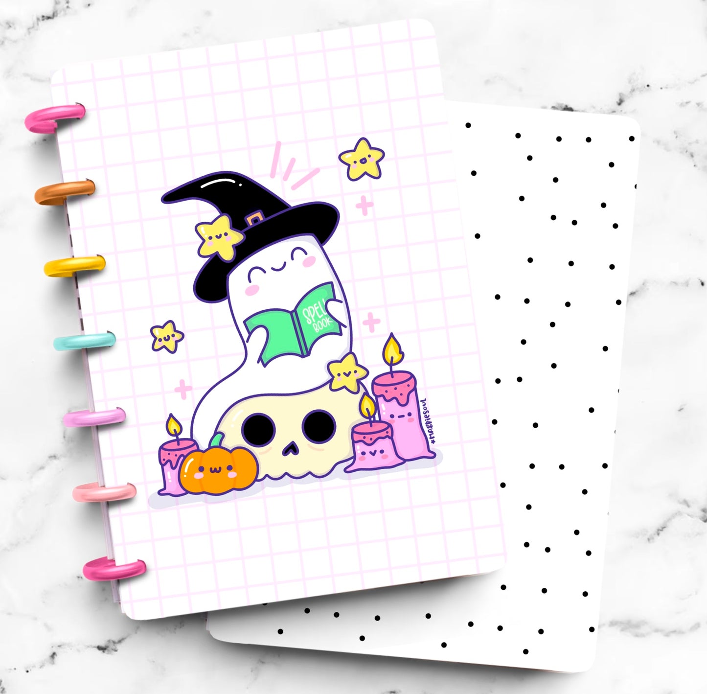 Spell Book Kawaii Ghost Laminated Planner Cover