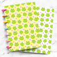 Magpie soul kawaii frog planner with yellow plaid background and pink hearts