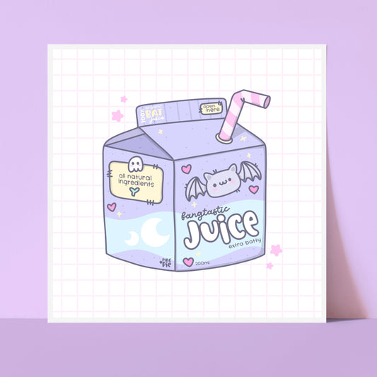 Bat Juice Spooky Kawaii Art Print