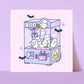 Boo Box Batty Ghost Kawaii Art Print